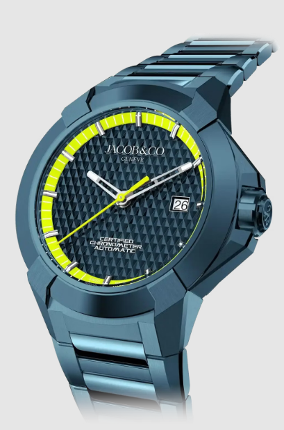 Jacob & Co Replica watch epic x sport BLUE PVD STEEL & NEON YELLOW (METAL BRACELET)